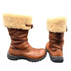 UGG Leather Shearling Winter Boots Vibram Sole Brown Women’s 7